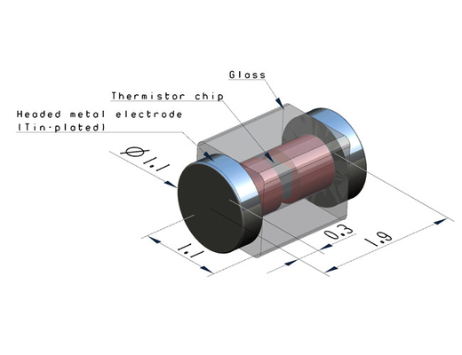 De Ingekapselde NTC Thermistor van SMT Glas Geschikt om in een Smallere Ruimte worden gebruikt